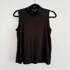 Elite Collection Black Mock Turtleneck Sleeveless Top Large